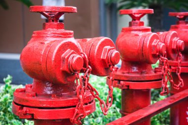 Kırmızı yangın hidrant hattı
