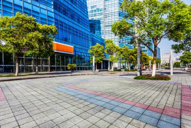 Skyline ve şehir planına sahip modern kare