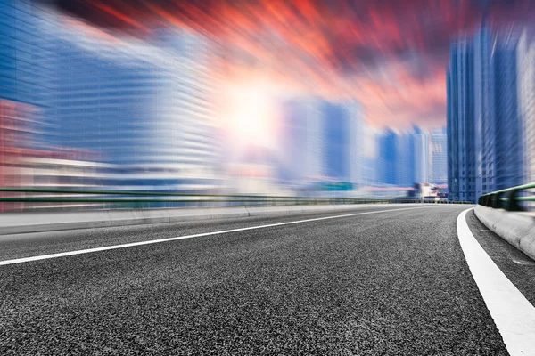 The city and the road in the modern office building background — Stock Photo, Image