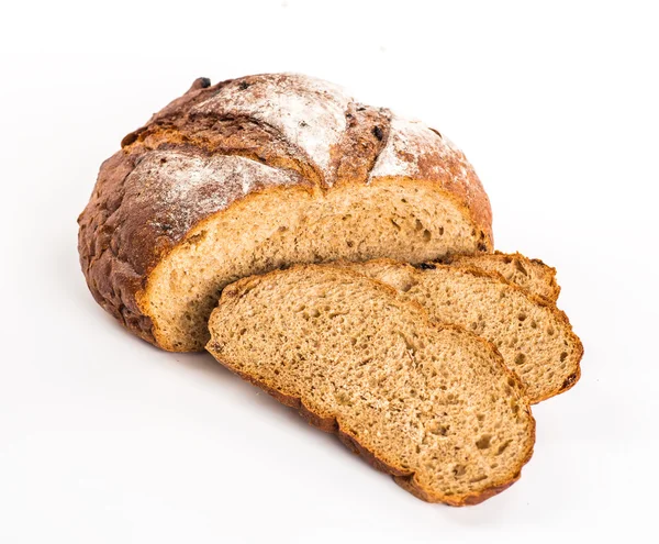 Grande rolo de pão isolado em branco — Fotografia de Stock