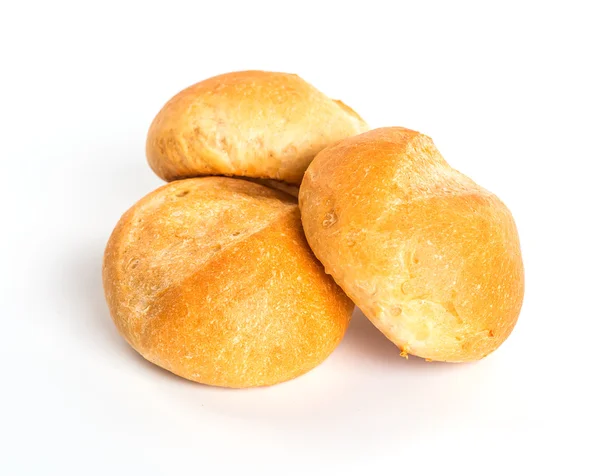 Összetétel fehér alapon izolált kenyérrel és tekercsekkel — Stock Fotó