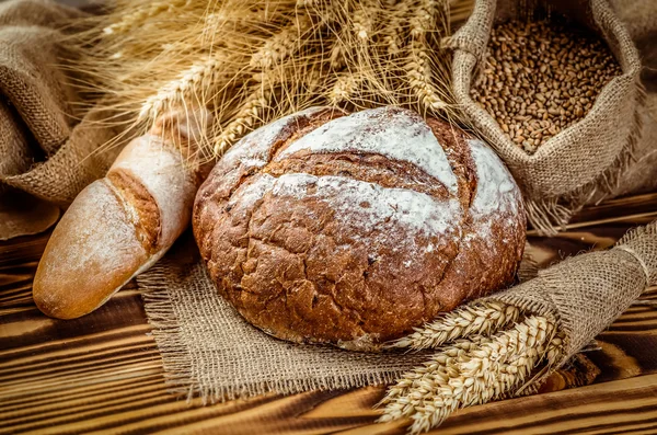 Many mixed breads and rolls shot from above. — Stock Photo, Image