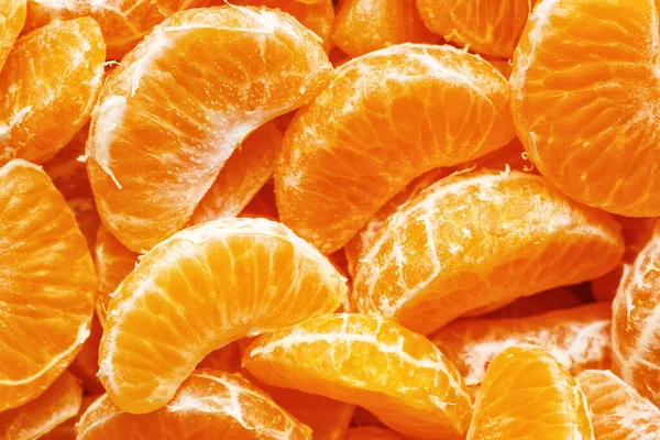 Segmentos Mandarina Textura Fondo Naranja Puesta Plana Vista Superior Cítricos —  Fotos de Stock