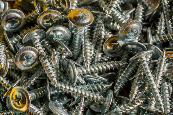 bolts and nuts.Close-up of various screws. Use for background, top view.