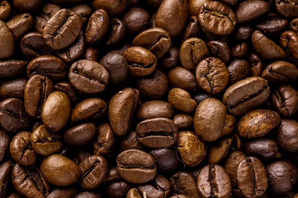 Čerstvé Pražené Kávové Zrno Pozadí Pozadí Pražených Kávových Zrn Pohled — Stock fotografie