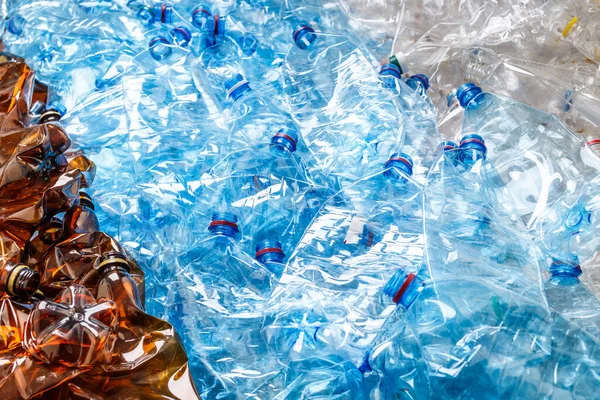 Plastic Bottles Recycling Conserve Environment Concept Background Many Used Empty — Stock Photo, Image