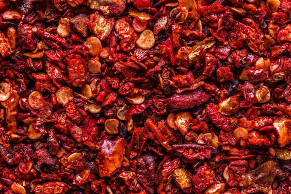 Rushed Dry Red Paprika Mixture Different Spices Close Textures Colorful — Stock Photo, Image