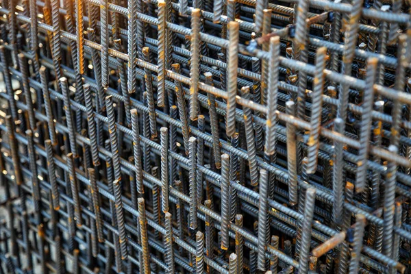 산업적 콘크리트를 준비를 Concrete Steel 텍스처 현장에서 Closeup Steel Rebar — 스톡 사진