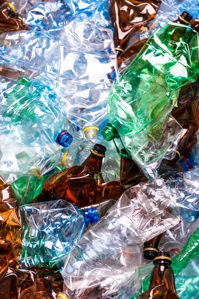 Plastic Bottles Recycling Conserve Environment Concept Background Many Used Empty — Stock Photo, Image