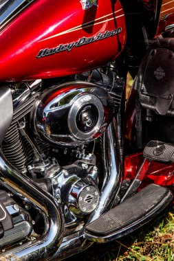 KANIV, UKRAINE - 5 Haziran 2021: güzel Harley Davidson motosikleti. Uluslararası Motosiklet Festivali 