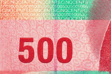 Komoros 'tan 500 frank 2006 senedi. Bir lemur ve orkide çiçeği depozitosu. Tasarım amaçlı bir banknot..