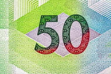 Hong Kong 50 Dolar 2018 Banknotlar. Kelebek Portresi. Dünya parası koleksiyonu. Tasarım amaçlı banknot..  