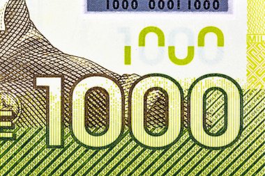 Şili 1000 pesosu 2020. Pasifik Savaşı kahramanı Ignacio Carrera Pinto, diğer tarafta Torres del Paine Ulusal Parkı. Bonistic.Dünya para koleksiyonu.