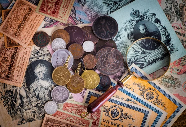 俄罗斯老钱和硬币 — 图库照片