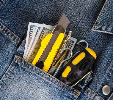 Araçlar, tornavida, vida, kot ceket sabit bıçak