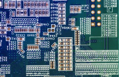 Yazdırılan bilgisayar motherboard ile microcircuit, yakın çekim