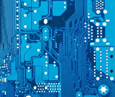 elektronik devre kartı işlemci mavi backgro ile yakın çekim