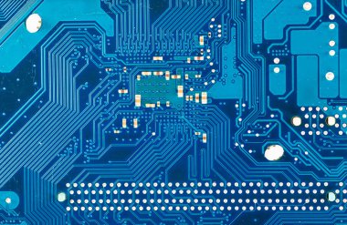 elektronik devre kartı işlemci mavi backgro ile yakın çekim