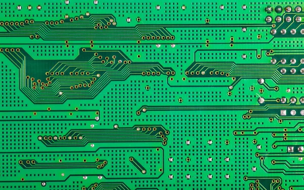 Close up of a printed green computer circuit board — Stock Photo, Image