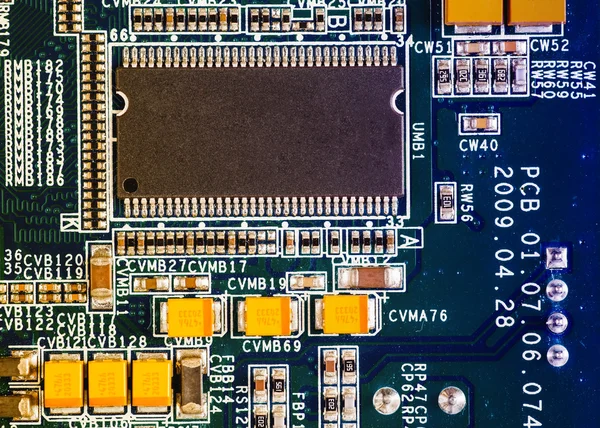 Detailní záběr desky elektronických obvodů s procesorem — Stock fotografie