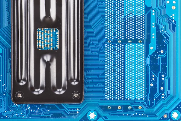 Fondo de placa de circuito azul de la placa base del ordenador — Foto de Stock