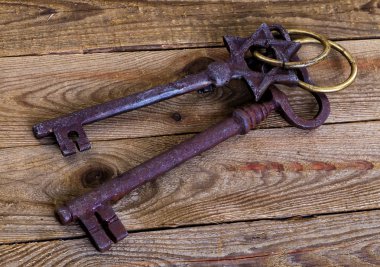ahşap zemin üzerinde Vintage anahtar