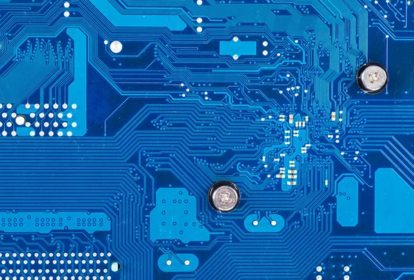 Blue circuit board background of computer motherboard — Stock Photo, Image