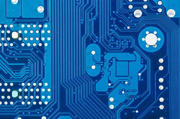 Blue circuit board background of computer motherboard — Stock Photo, Image