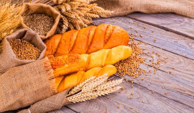 farklı ekmek ve ekmek dilimleri. Gıda arka plan.