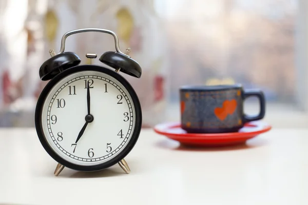 Caffè del mattino con orologio — Foto Stock