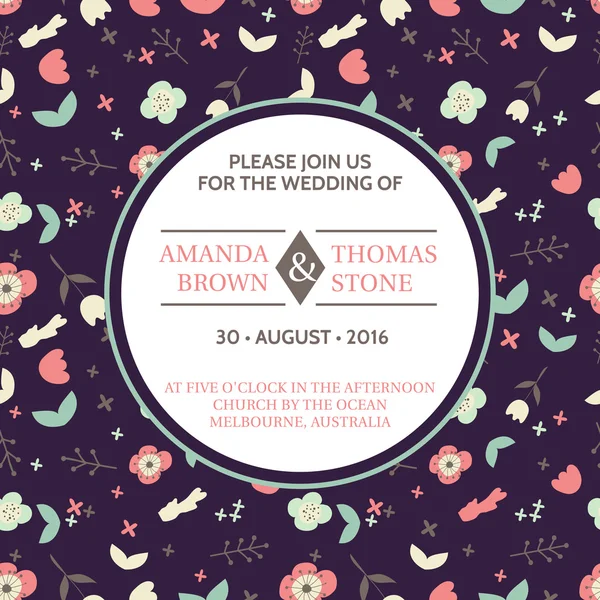 Convite de casamento floral —  Vetores de Stock