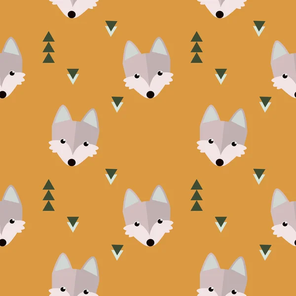 Wolf-Muster auf orangefarbenem Hintergrund — Stockvektor
