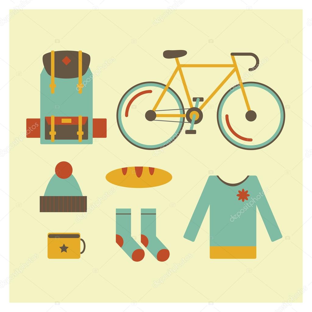 Travel objects in flat design