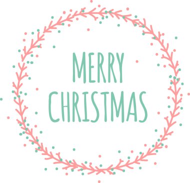 Christmas wreath card template with cute lettering Happy New Year