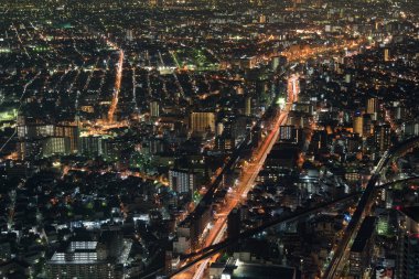 Osaka Cityscape gece görünümü
