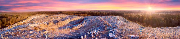 Flygbilder Med Drönare Visar Bulldozers Europeiskt Stadsavfall Vild Skog Gypsy — Stockfoto