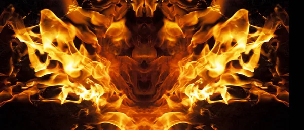 Ateşin Dilleri Tarafından Yaratılan Ateşli Yüz Yeraltı Dünyasındaki Efsanelere Inançlara — Stok fotoğraf