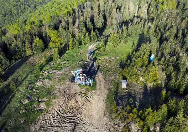 Foto Aerea Drone Giacimento Petrolio Gas Ucraina Carpazi Regione Ivano — Foto Stock