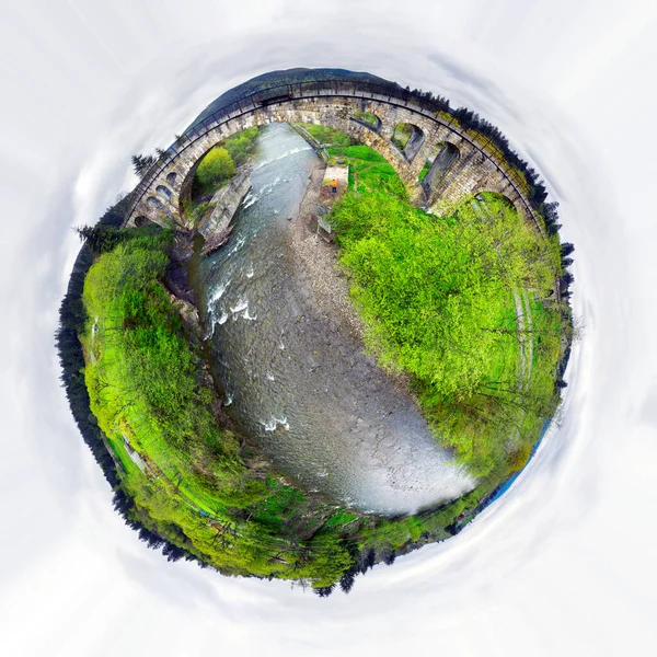 Photo Aérienne 360 Panorama Par Drone Ville Vorokhta Ukraine Région — Photo