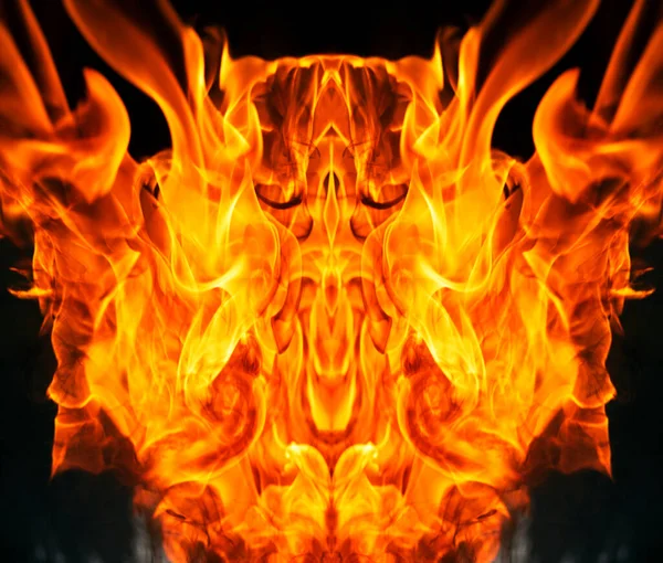 Вогняне Обличчя Створене Язиками Вогню Нагадує Казки Легенд Вірувань Підземний — стокове фото
