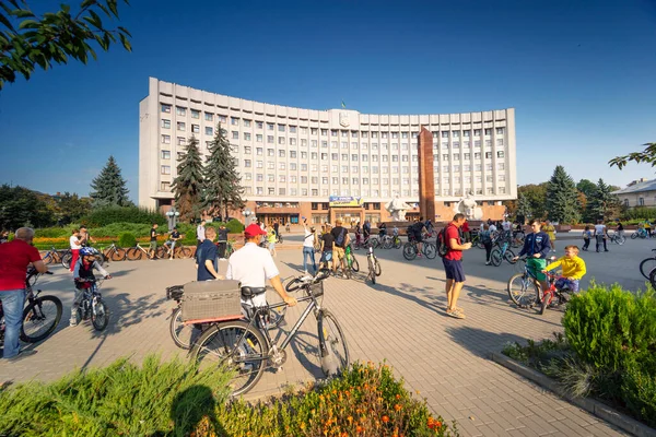 Ucrania Ivano Frankivsk Agosto 2021 Anual Famoso Paseo Bicicleta Antes —  Fotos de Stock