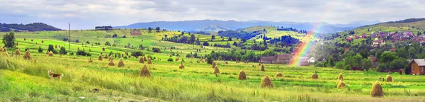 Haystacks in Carpathian mountains — Stock Photo, Image