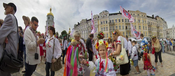 People in National clothes on Independence Day — стокове фото