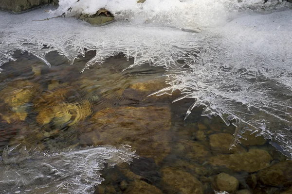 River in Carpathian Ukraine with ice — Stock Photo, Image