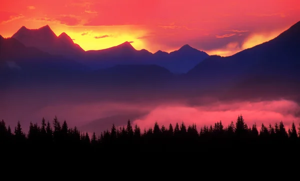 Belo pôr do sol em alpes — Fotografia de Stock