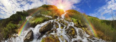 beautiful Waterfall in Carpathian Mountains clipart