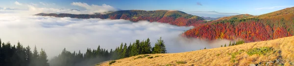 Niebla en las montañas de otoño —  Fotos de Stock