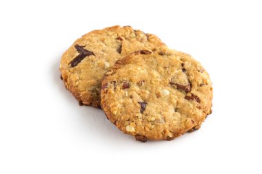 Beyaz arkaplanda yulaf ezmesi kurabiyeleri