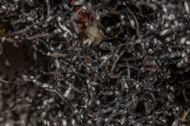 Karmaşık metalik çelik yün, soyut endüstriyel doku aşırı yakın çekim