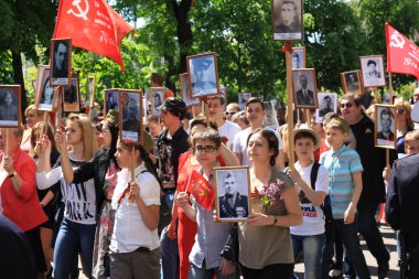 Voronej, Rusya, 9 Mayıs 2016: sakinleri unutulmaz procession 
